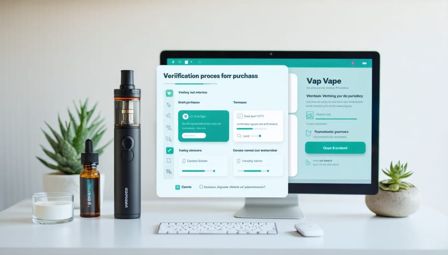 Screenshot of age verification and identity check process for online vape purchases